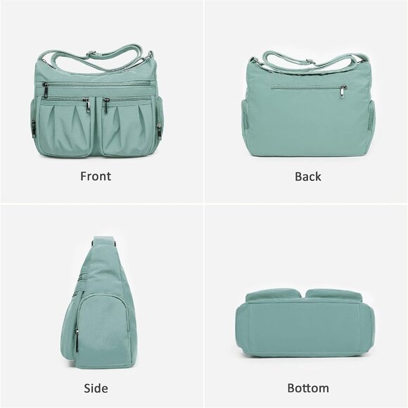 Women Light Green-Nylon Water Resistant Anti Theft Travel Crossbody Shoulder Bag - Picture 5 of 6